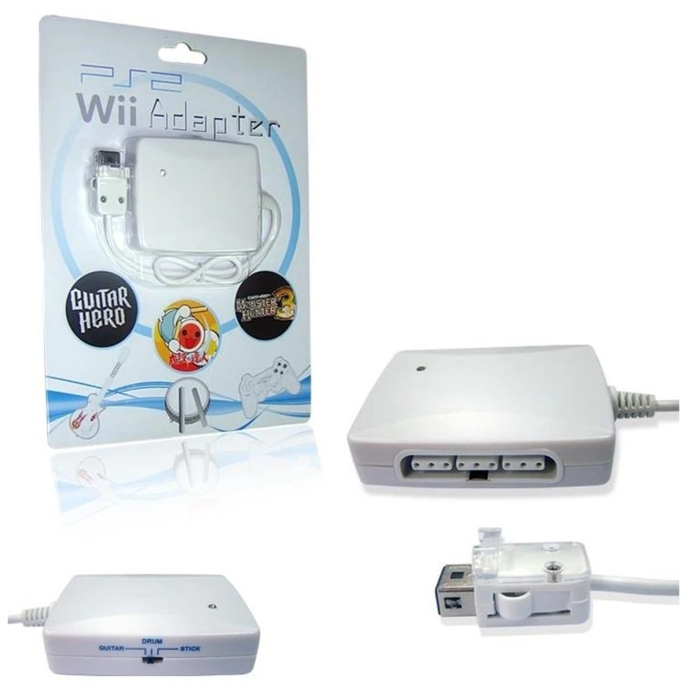 3-v-1 adapter za PS2 kontrolerje za Wii - povežite kontrolerje, kitare in bobne