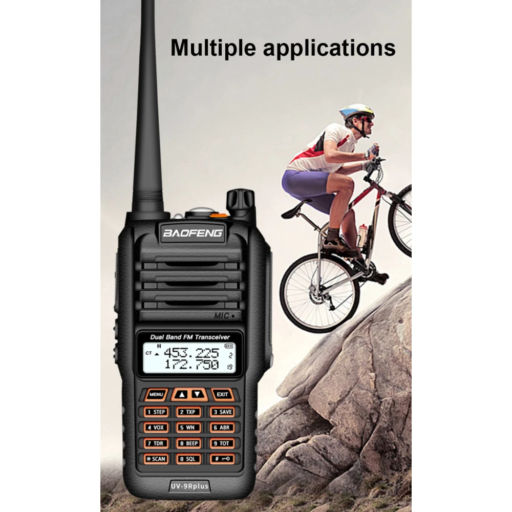 Baofeng UV9R Plus walkie-talkie dolgega dosega s 160 kanali VHF/UHF