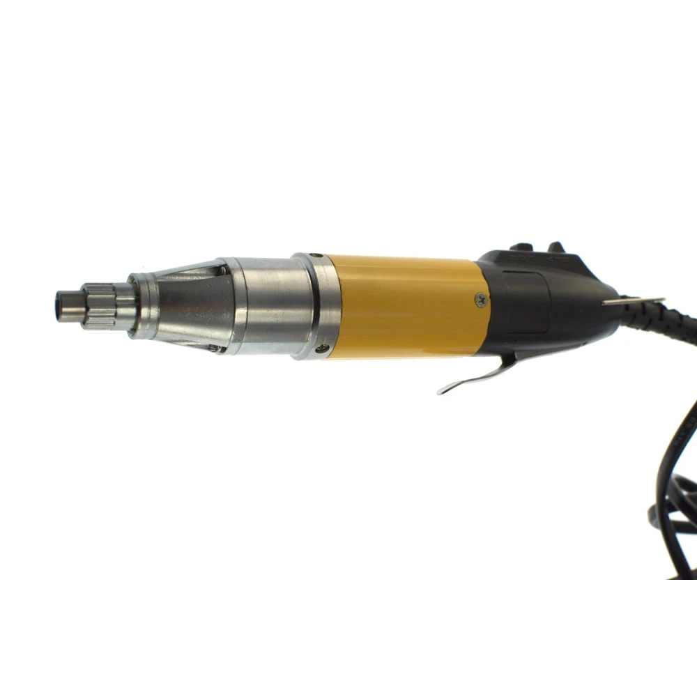 Vista lateral de estación base dual con enchufe europeo y selector de velocidad para destornilladores eléctricos