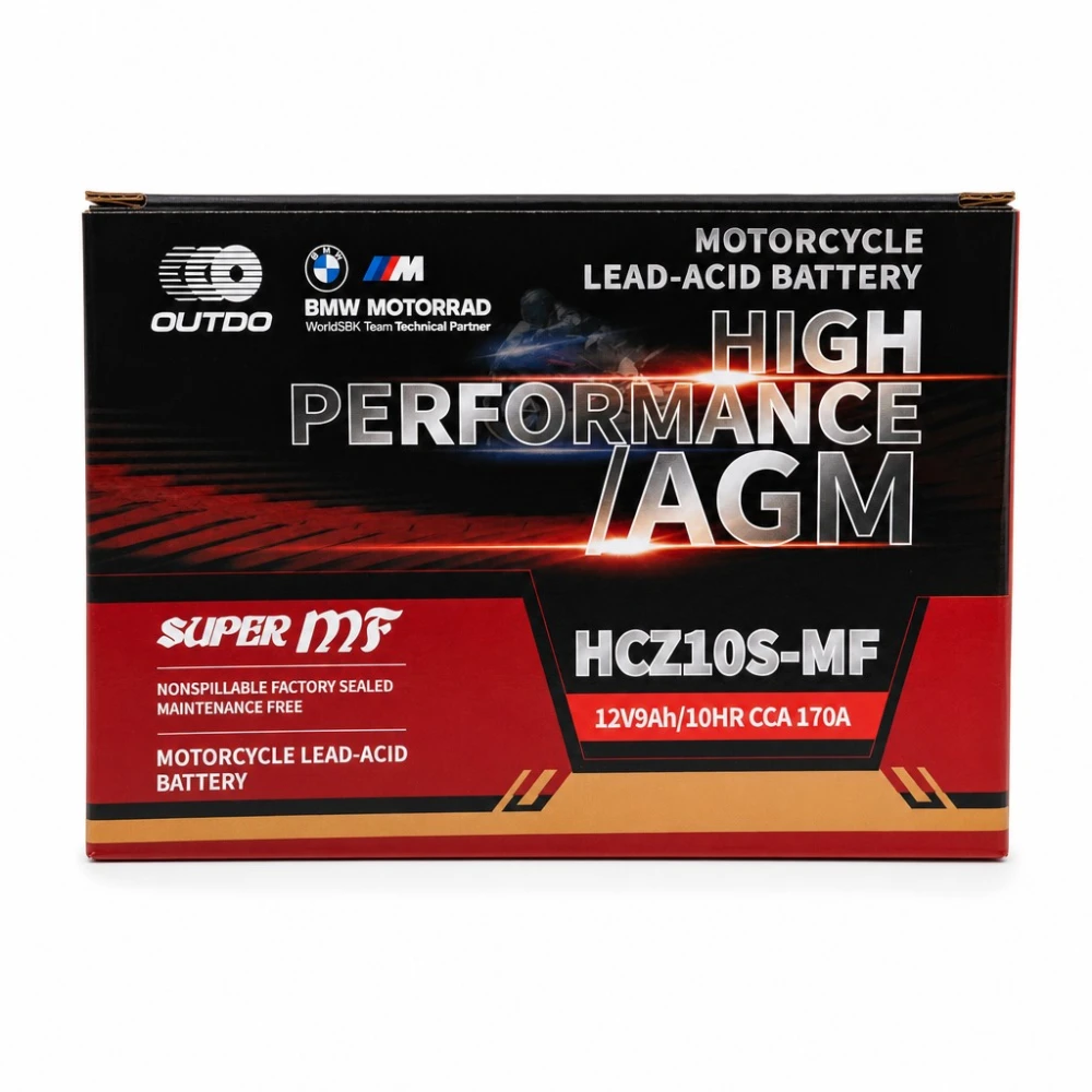 Motorna baterija AGM 12V 9Ah OUTDO HCZ10S-MF - Združljiva z Yuasa YTZ10S(-BS) / GTZ10S / ETZ10S