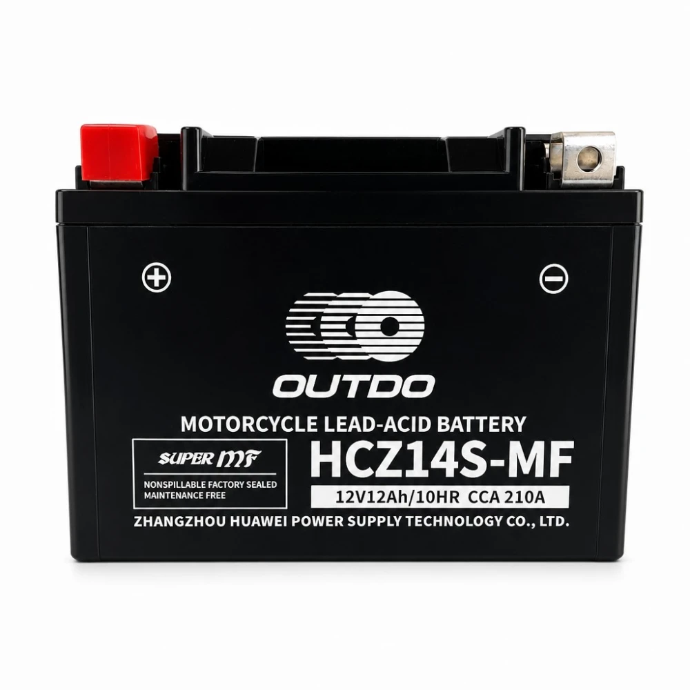 Motorna baterija AGM 12V 12Ah OUTDO HCZ14S-MF - Združljiva z Yuasa YTZ14S(-BS) / GTZ14S / ETZ14S