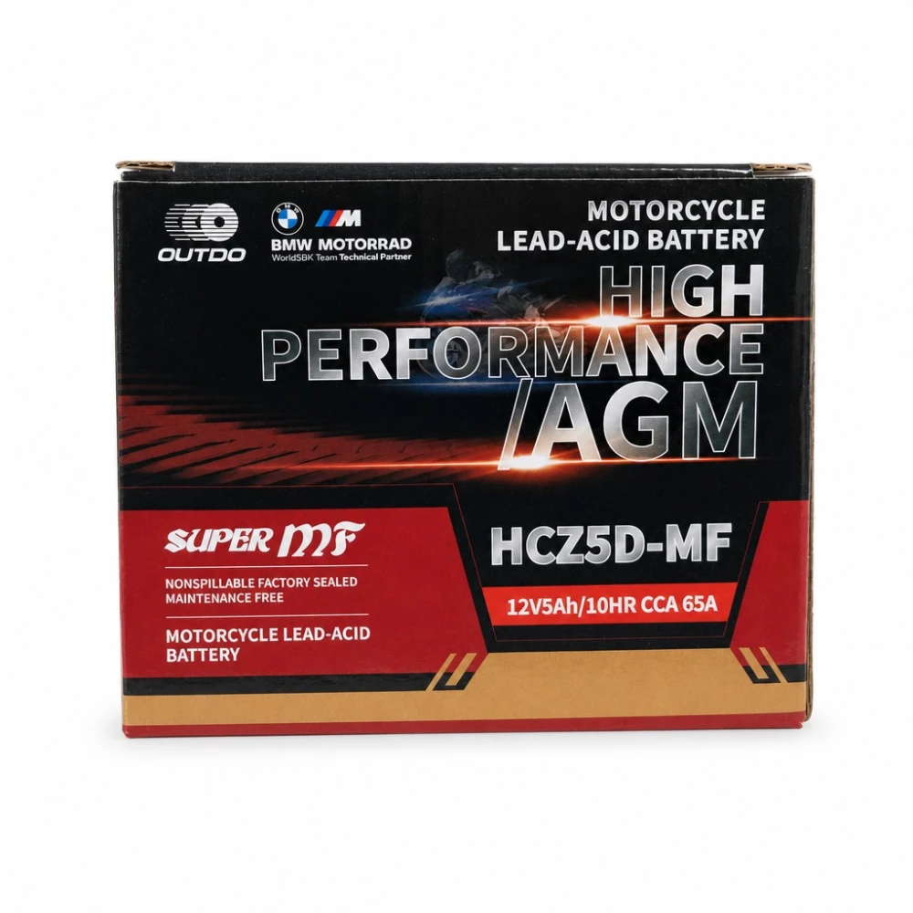 Motorna Baterija AGM 12V 5Ah OUTDO HCZ5D-MF - Kompatibilna Yuasa YTZ7S-BS / GTZ7S / ETZ5L-BS