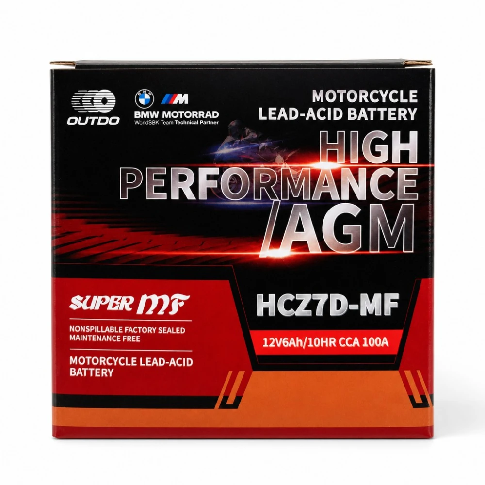 Motorna Baterija AGM 12V 6Ah OUTDO HCZ7D-MF - Združljiva Yuasa YTZ7S-BS / GTZ7S / ETZ7S