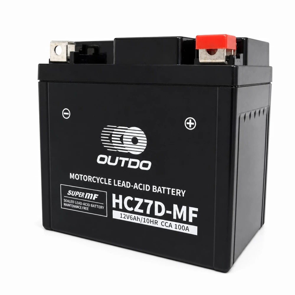 Motorna Baterija AGM 12V 6Ah OUTDO HCZ7D-MF - Združljiva Yuasa YTZ7S-BS / GTZ7S / ETZ7S
