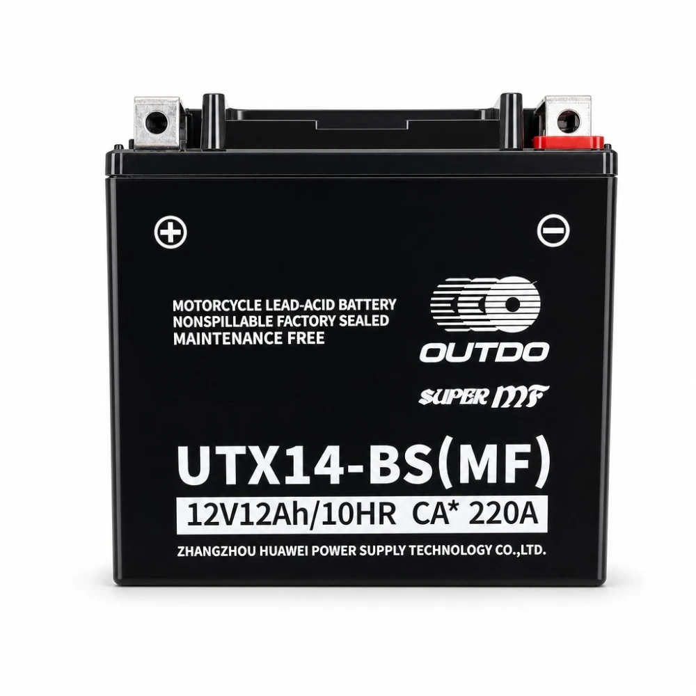 Motorna Baterija AGM 12V 12Ah OUTDO UTX14-BS(MF) - Kompatibilna Yuasa YTX14-BS / GTX14-BS / ETX14-BS