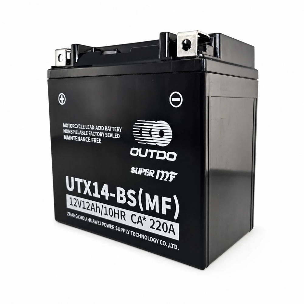 Motorna Baterija AGM 12V 12Ah OUTDO UTX14-BS(MF) - Kompatibilna Yuasa YTX14-BS / GTX14-BS / ETX14-BS