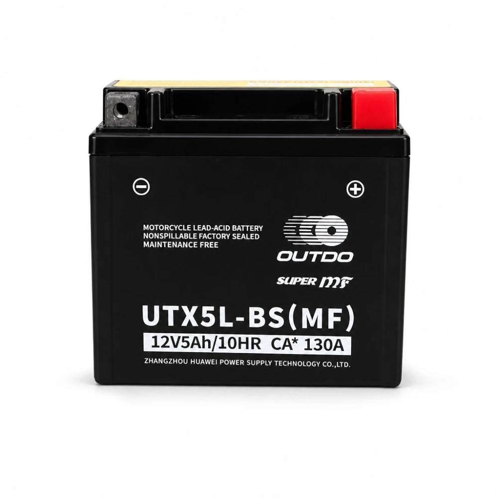 Motoristična baterija AGM 12V 5Ah OUTDO UTX5L-BS(MF) - Združljiva z Yuasa YTX5L-BS / GTX5L-BS / ETX5L-BS