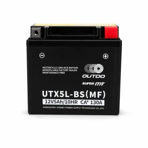 Motoristična baterija AGM 12V 5Ah OUTDO UTX5L-BS(MF) - Združljiva z Yuasa YTX5L-BS / GTX5L-BS / ETX5L-BS
