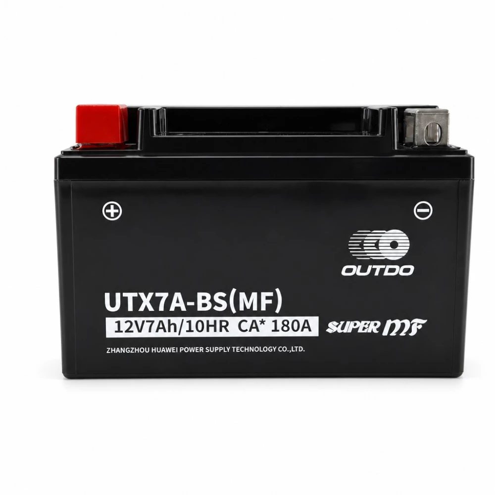 Motorna baterija AGM 12V 7Ah OUTDO UTX7A-BS(MF) - Kompatibilna Yuasa YTX7A-BS / GTX7A-BS / ETX7A-BS