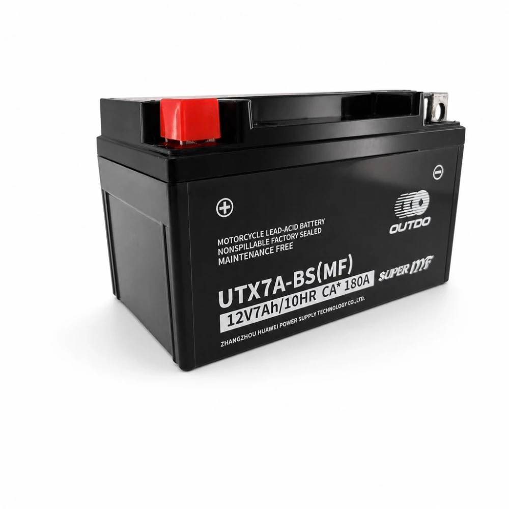 Motorna baterija AGM 12V 7Ah OUTDO UTX7A-BS(MF) - Kompatibilna Yuasa YTX7A-BS / GTX7A-BS / ETX7A-BS