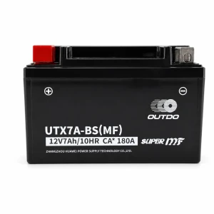 Motorna baterija AGM 12V 7Ah OUTDO UTX7A-BS(MF) - Kompatibilna Yuasa YTX7A-BS / GTX7A-BS / ETX7A-BS