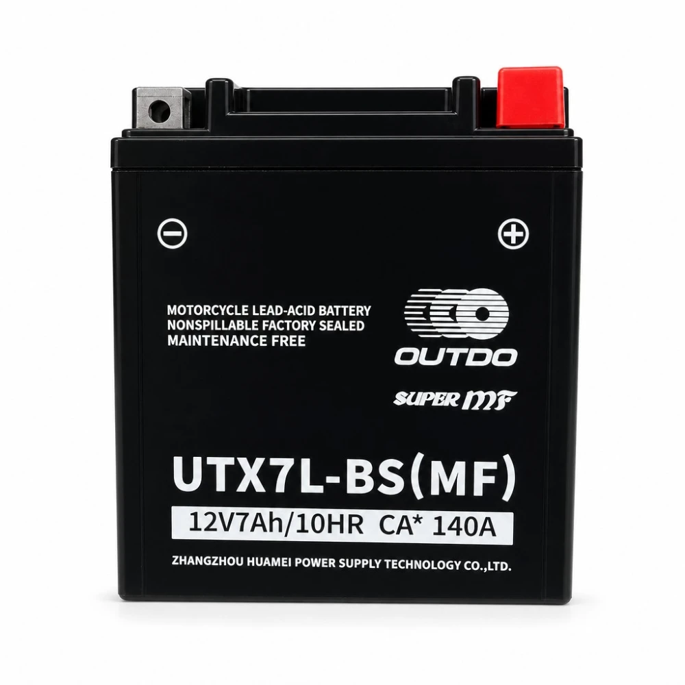 Motorna Baterija AGM 12V 7Ah OUTDO UTX7L-BS(MF) - Kompatibilna Yuasa YTX7L-BS / GTX7L-BS / ETX7L-BS