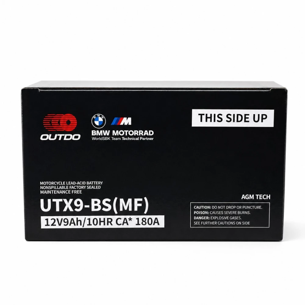 Akumulator Moto AGM 12V 9Ah OUTDO UTX9-BS(MF) - Združljiv Yuasa YTX9-BS / GTX9-BS / ETX9-BS