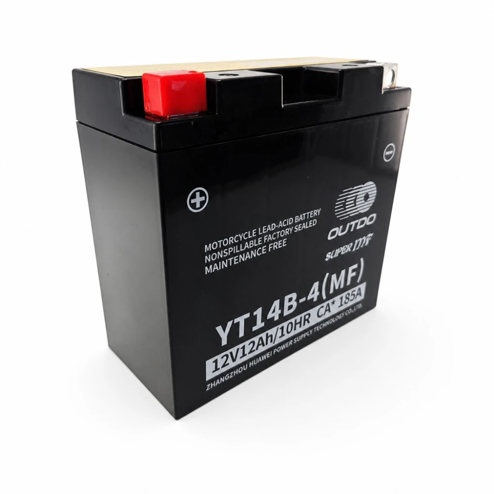 Motorna baterija AGM 12V 12Ah OUTDO YT14B-4(MF) - Združljiva z Yuasa YT14B-BS / GT14B-BS / GT14B-4 / ETZ14B-BS / ET14B-4
