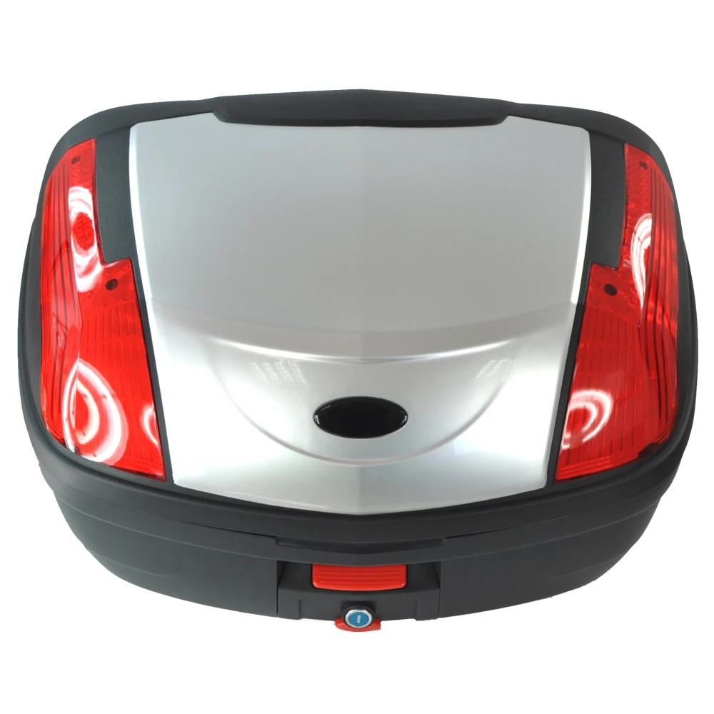 Univerzalni motoristični kovček 46 litrov srebrn - XXL kovček za 2 čeladi s ključavnico