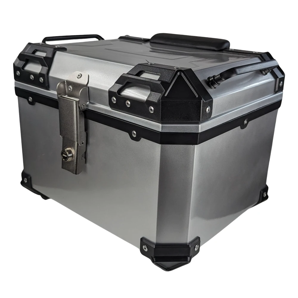Univerzalni motoristični kovček 45L srebrn - kvadraten za 1 čelado