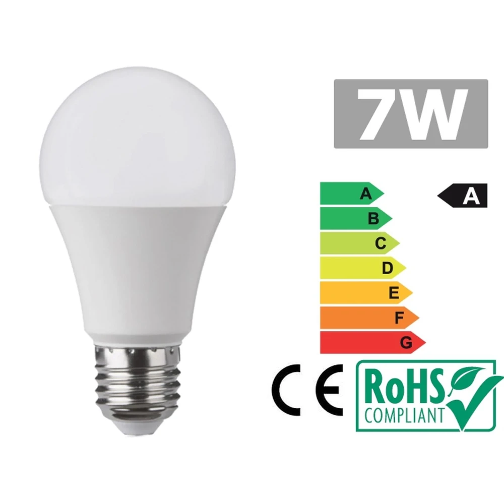 Bombilla Led E27 7W 3300K Luz cálida YourLed vista lateral