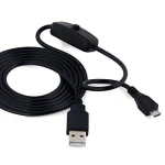 USB A na Micro USB kabel s stikalom za Raspberry Pi 1m črn