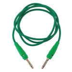 Detalle del cable de prueba verde de silicona 14AWG con conectores banana
