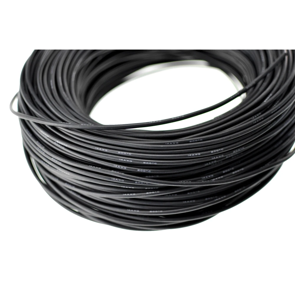 Cable de prueba flexible silicona 14AWG negro para electrónica