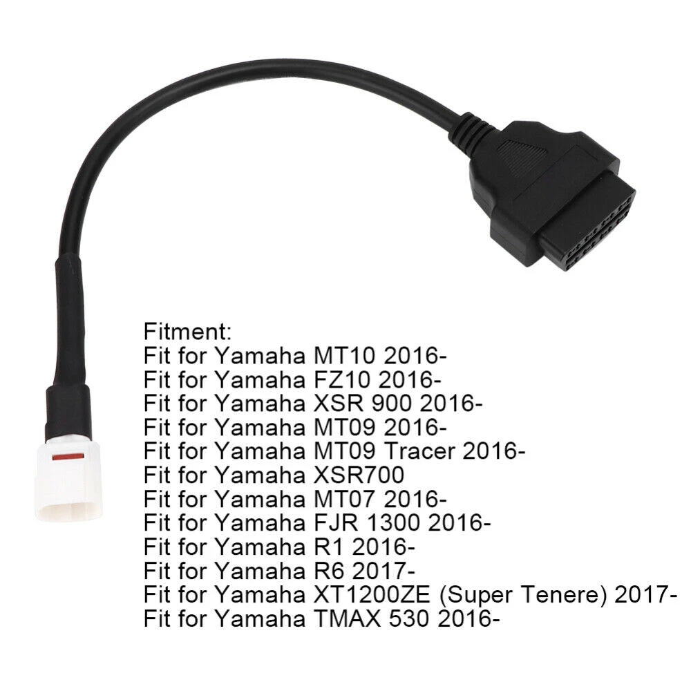 Cable adaptador OBD2 para motos Yamaha en uso
