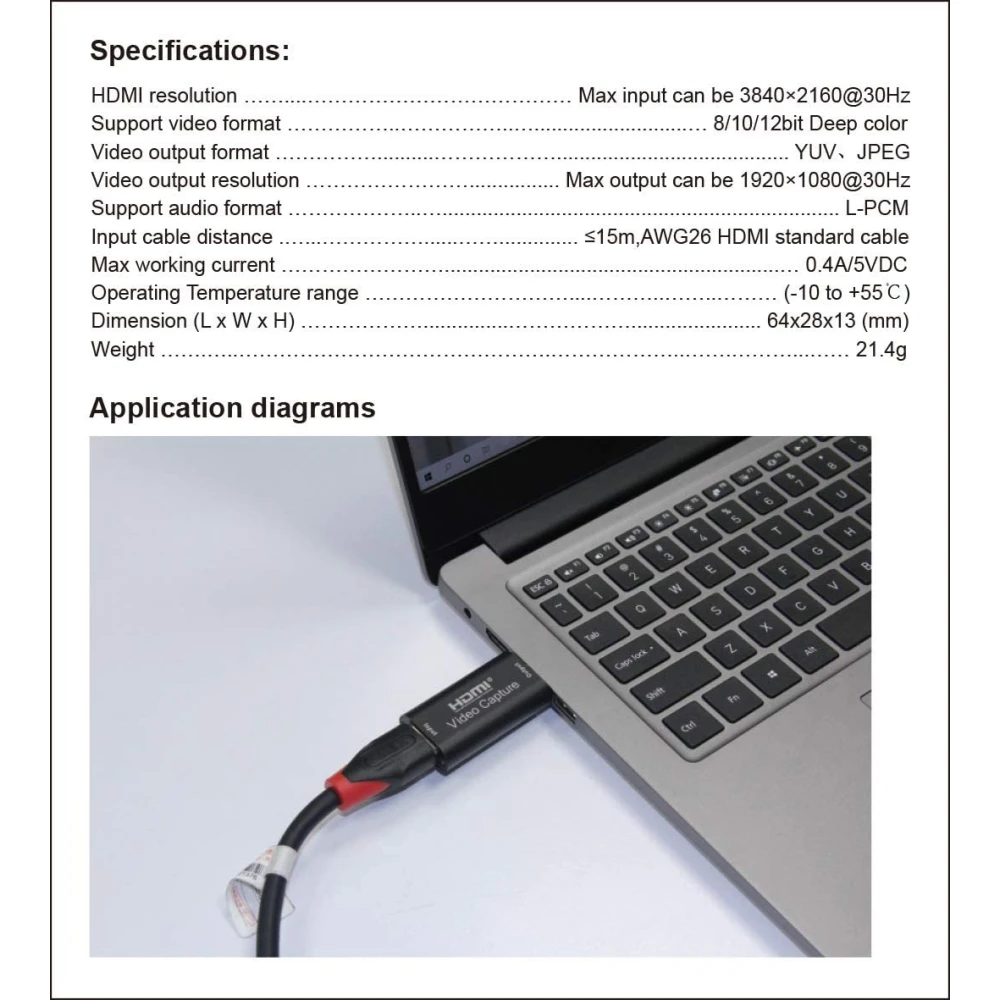 HDMI USB video zajemalnik 1080P za streaming, igre in videokonference