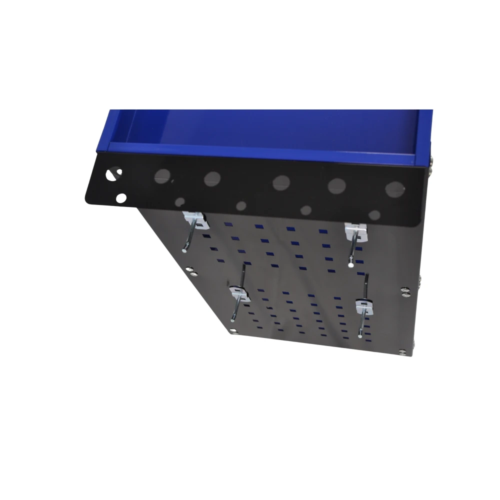 Profesionalni servisni voziček s 3 policami, stranskimi pladnji in kavlji za organizacijo delavnice