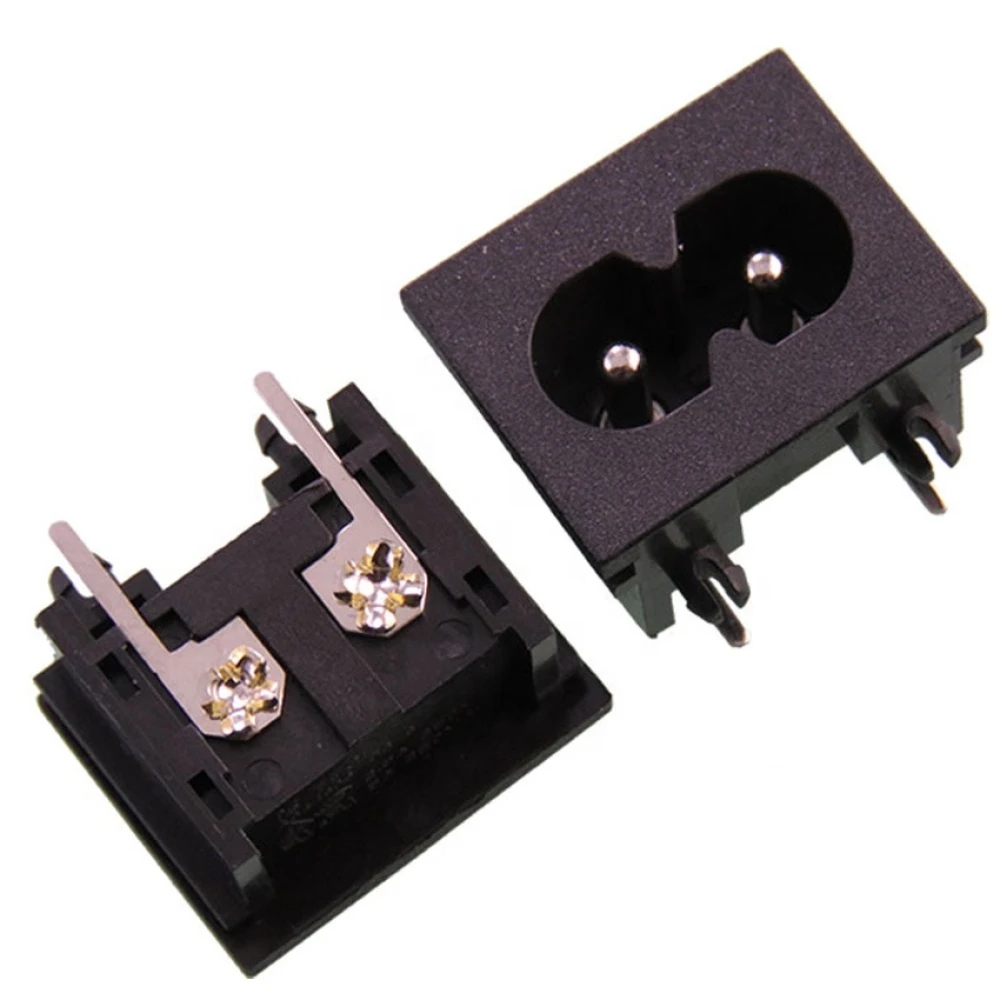 Conector alimentación placa PCB 2 pines macho en detalle lateral