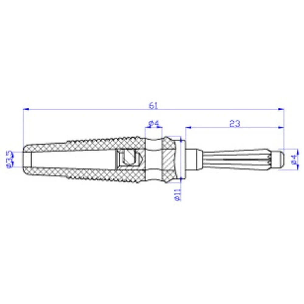 Conector banana 4mm azul BP4526 en primer plano