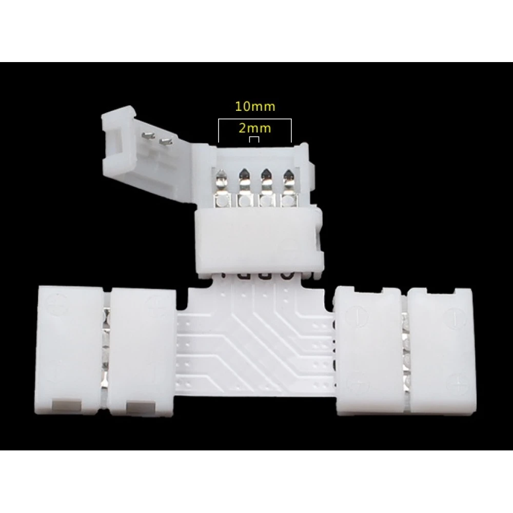 LED T-konektor 4 pin 10mm 5050 RGB za LED trakove YourLed