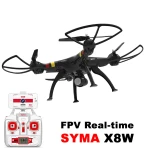 Drone Syma X8W negro con luces para vuelo nocturno