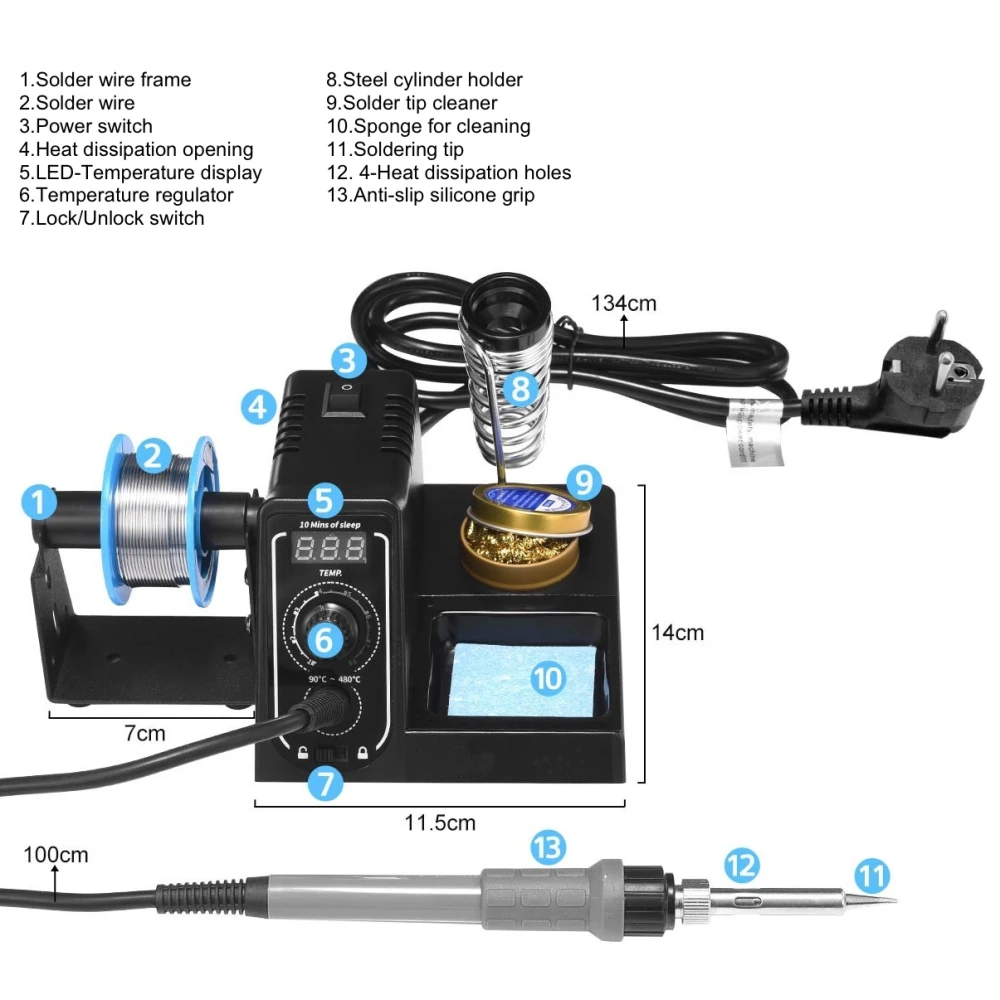 Digitalna spajkalna postaja Mlink S1 60W z LED zaslonom in zaklepanjem temperature
