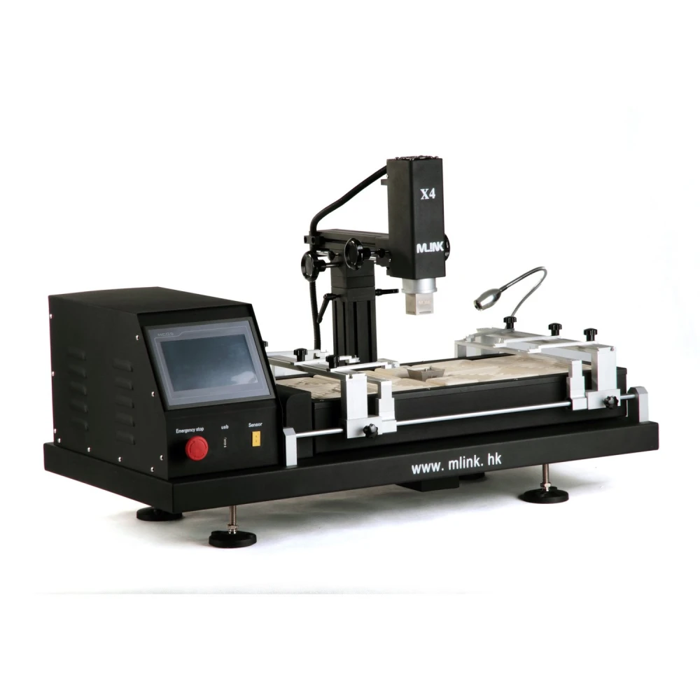 Detalle de la cámara CCD integrada en estación Mlink X4 para soldadura BGA