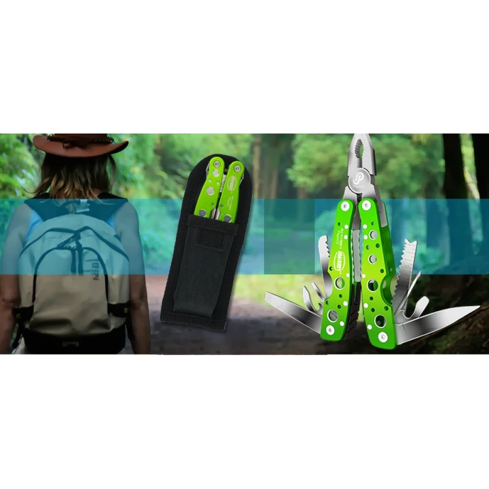 Herramienta multifuncional 9 en 1 alicates plegables Jakemy en uso