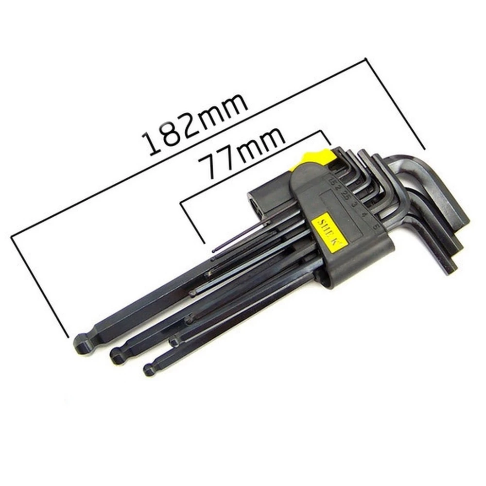 Komplet dolgih imbus ključev s kroglico 9 kosov 1,5-10mm za avto in motor