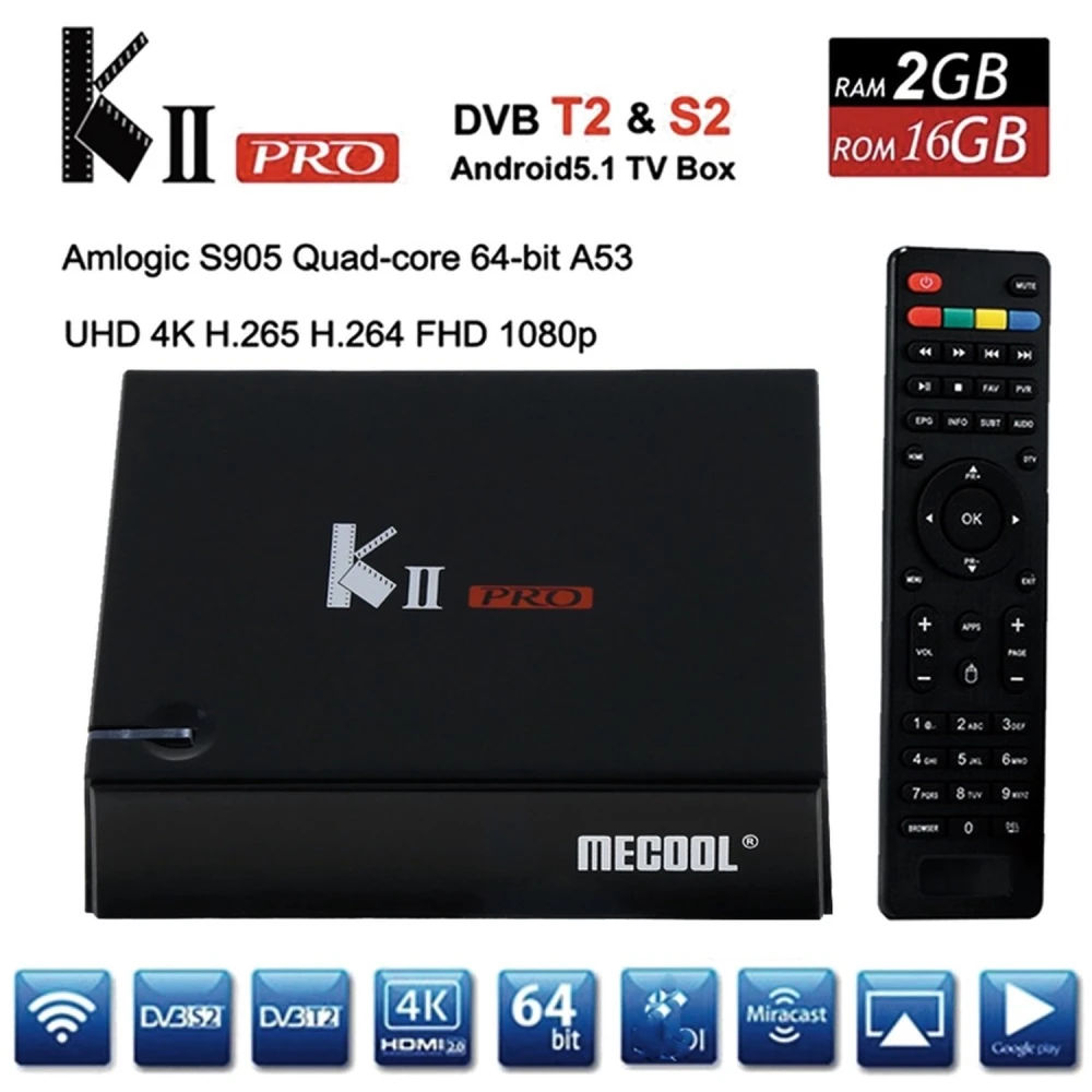 Kii Pro Android TV Box z dvojnim sprejemnikom DVB-S2 DVB-T2 4K