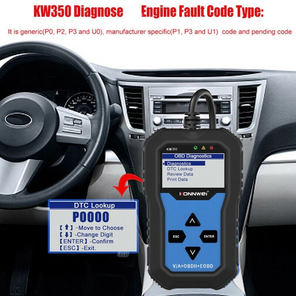 Konnwei KW350 diagnostični skener celotnega sistema za VW Audi Seat Skoda