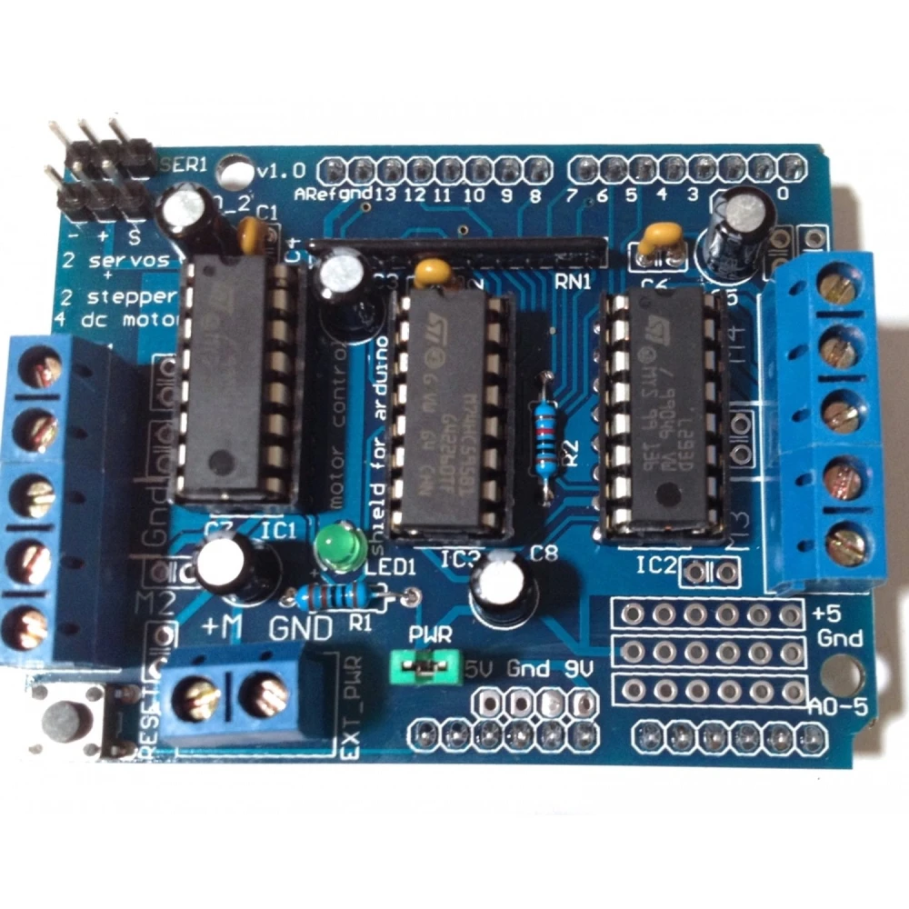 L293d Arduino Shield driver za krmiljenje in razširitev DC in stepper motorjev
