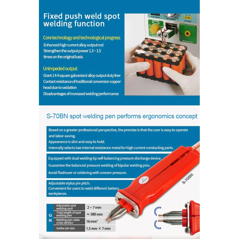 Točkovni varilni aparat Sunkko 709AD+ 220V s spajkalnikom za 18650 baterije