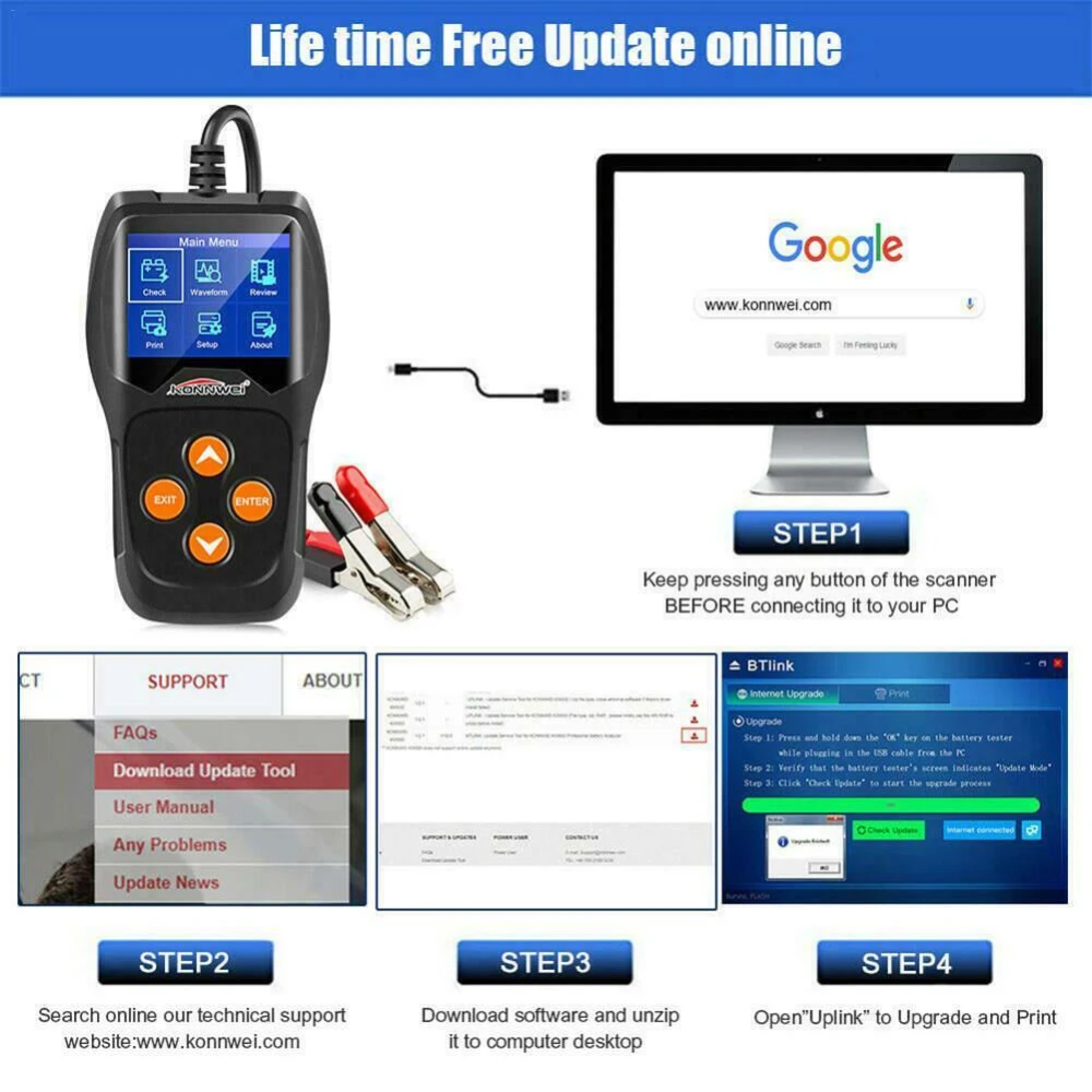 Konnwei KW600 12V tester akumulatorjev za avto in motor