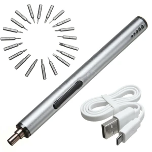 Mini električni brezžični izvijač USB polnljiv 3 LED multifunkcijski 22v1 set