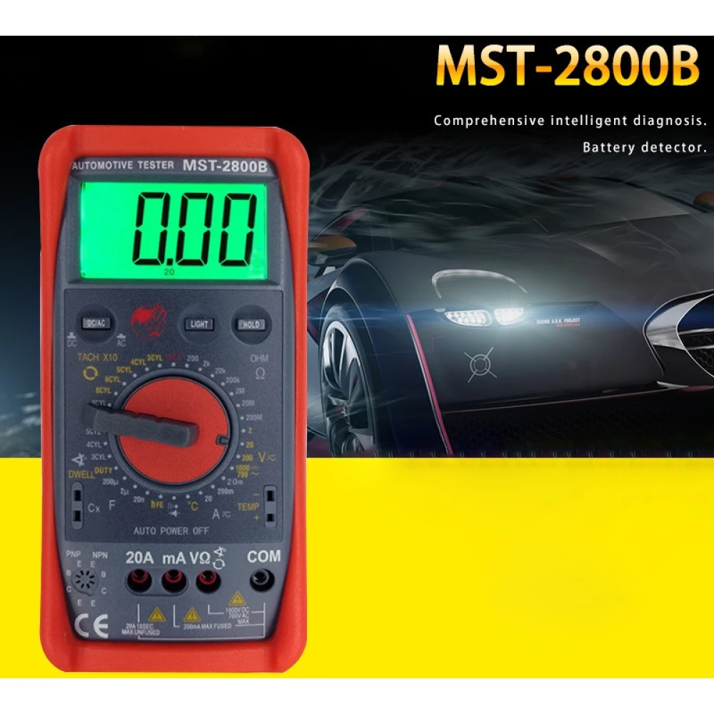 MST-2800B digitalni multimeter z veliko LCD zaslonom za avtomobilizem