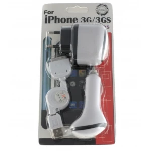 3-v-1 paket polnilcev za Apple iPod, iTouch, iPhone 3G - avto in stenski