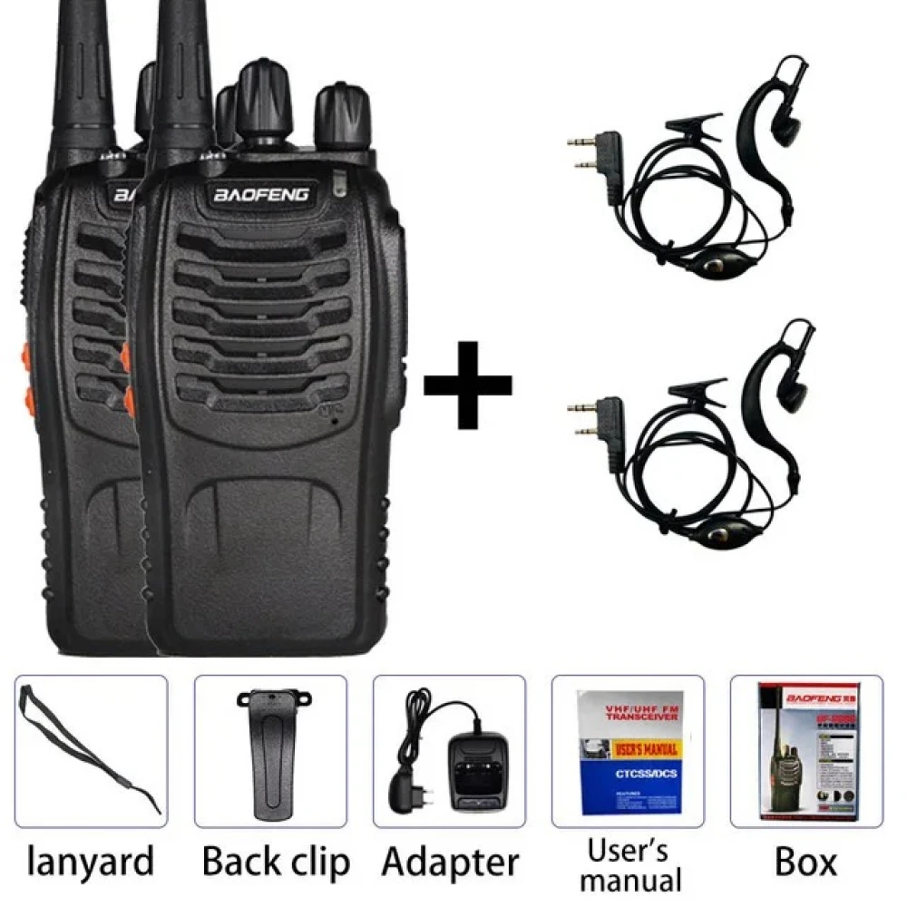 2-pack walkie talkie Baofeng BF-888S UHF 5W s slušalko