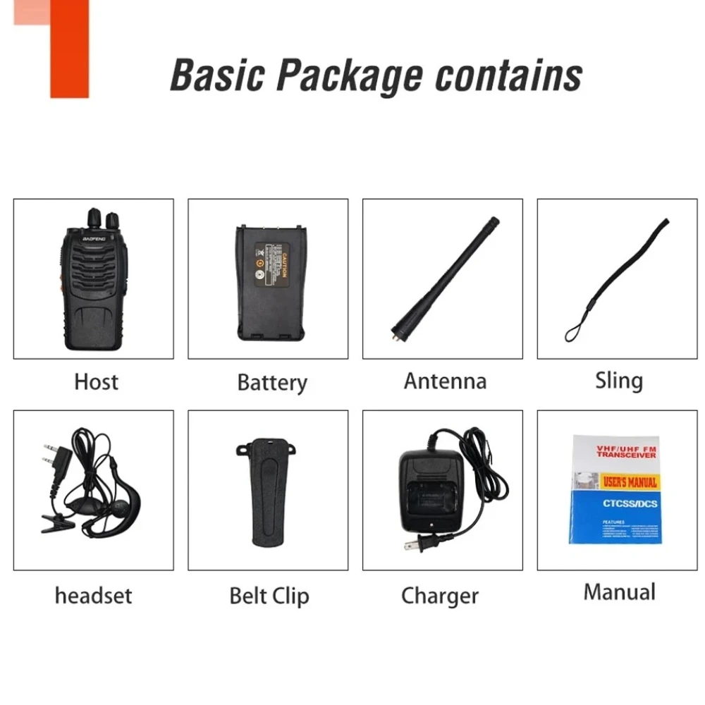 2-pack walkie talkie Baofeng BF-888S UHF 5W s slušalko