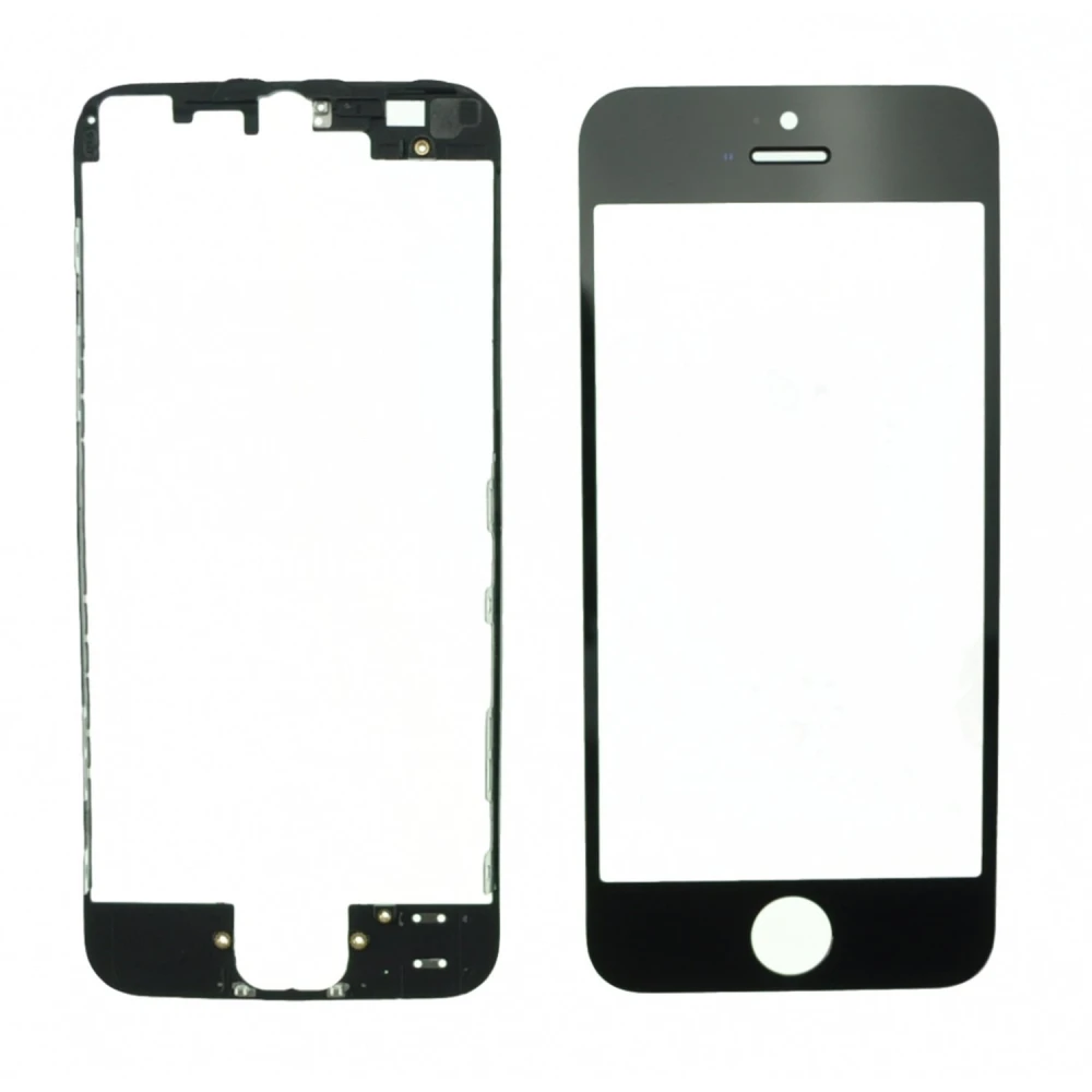 Črno stekleno zaslon za iPhone 5s z lepilnim okvirjem za popravilo