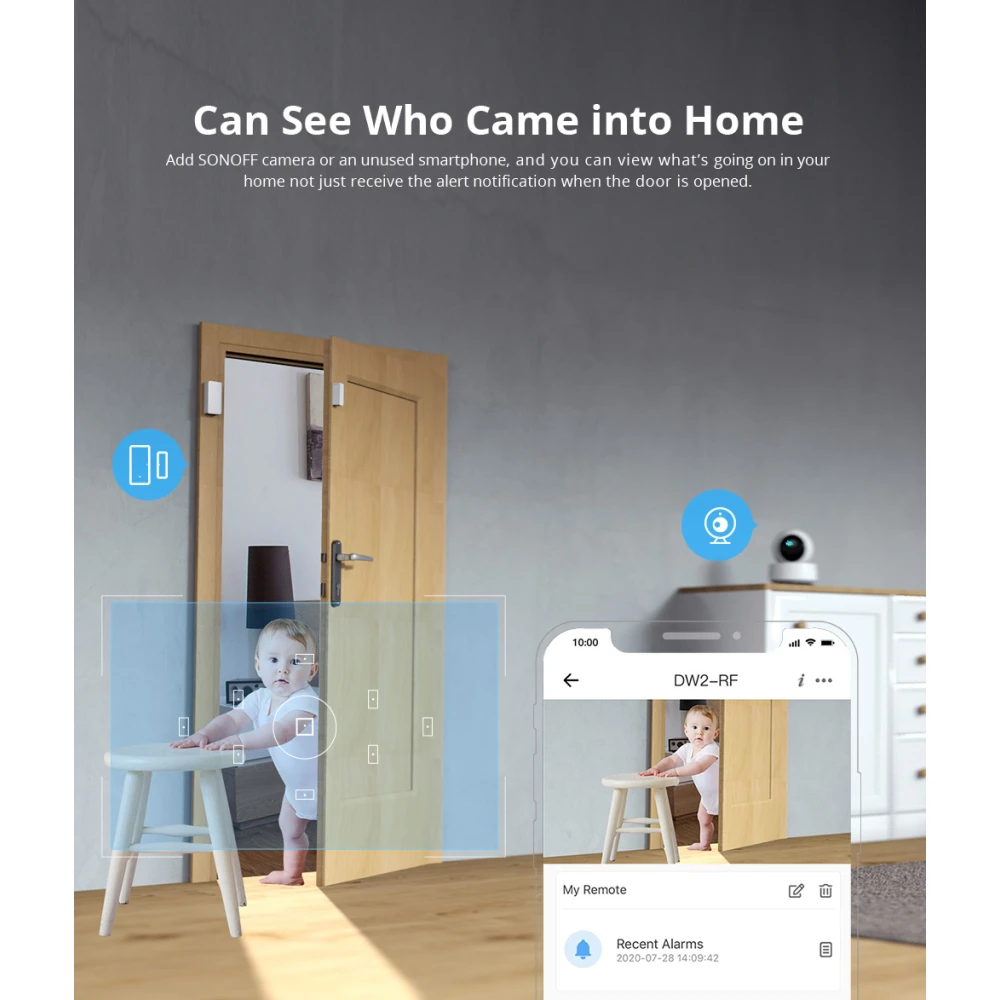 Brezžični senzor za vrata in okna SONOFF DW2 RF za domači alarm