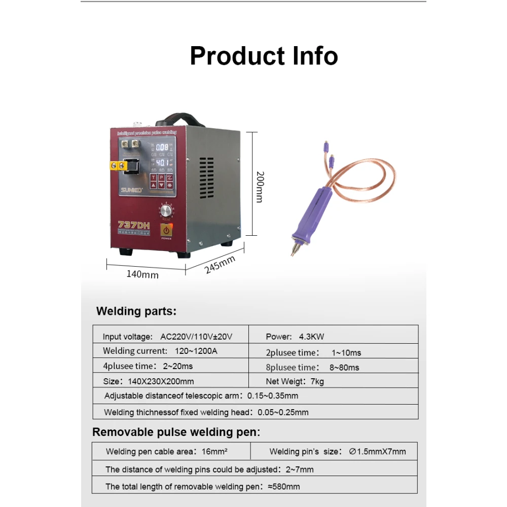 Točkovni varilnik Sunkko 737DH za izdelavo baterij 18650 14500 21700