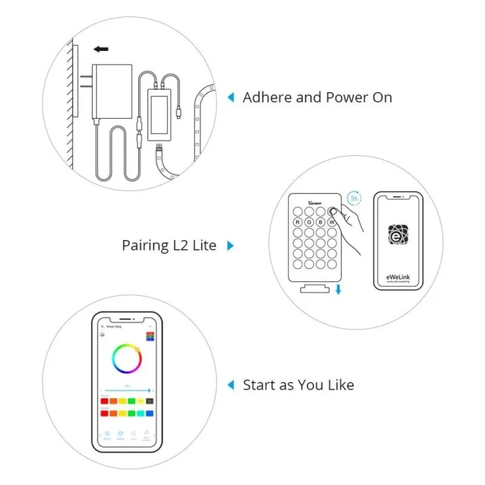 SONOFF L2 Lite 5 m pametni WiFi LED trak z daljincem in aplikacijo