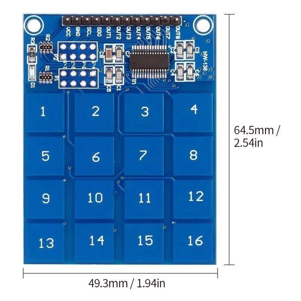 TTP229 kapacitivni dotikalni modul 16 kanalov za Arduino